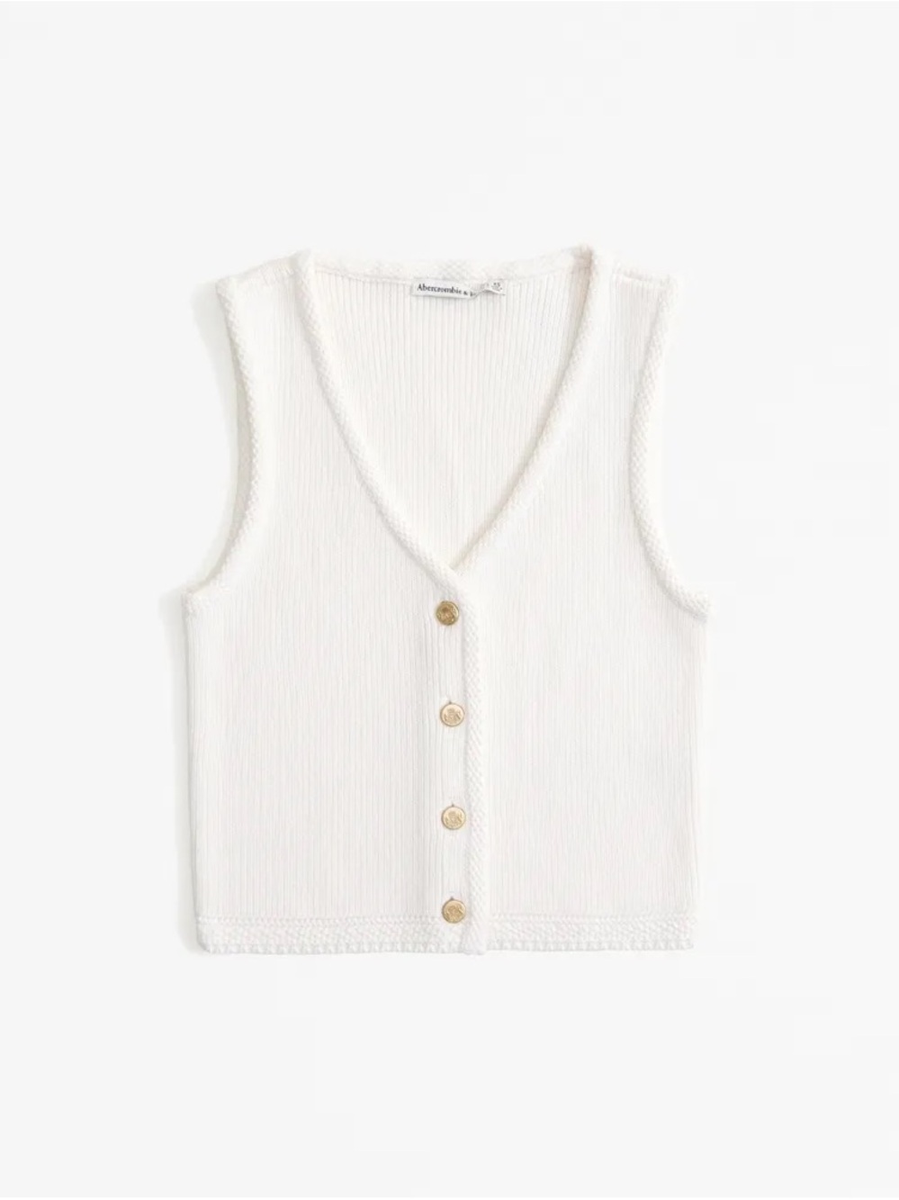Abercrombie & Fitch Cream Ribbed Knit Top with Tag